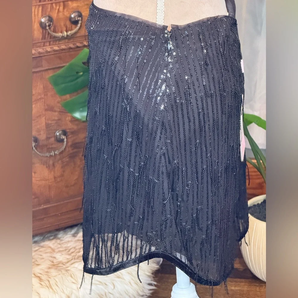 Avec Les Filles Black Sequin Mini Skirt